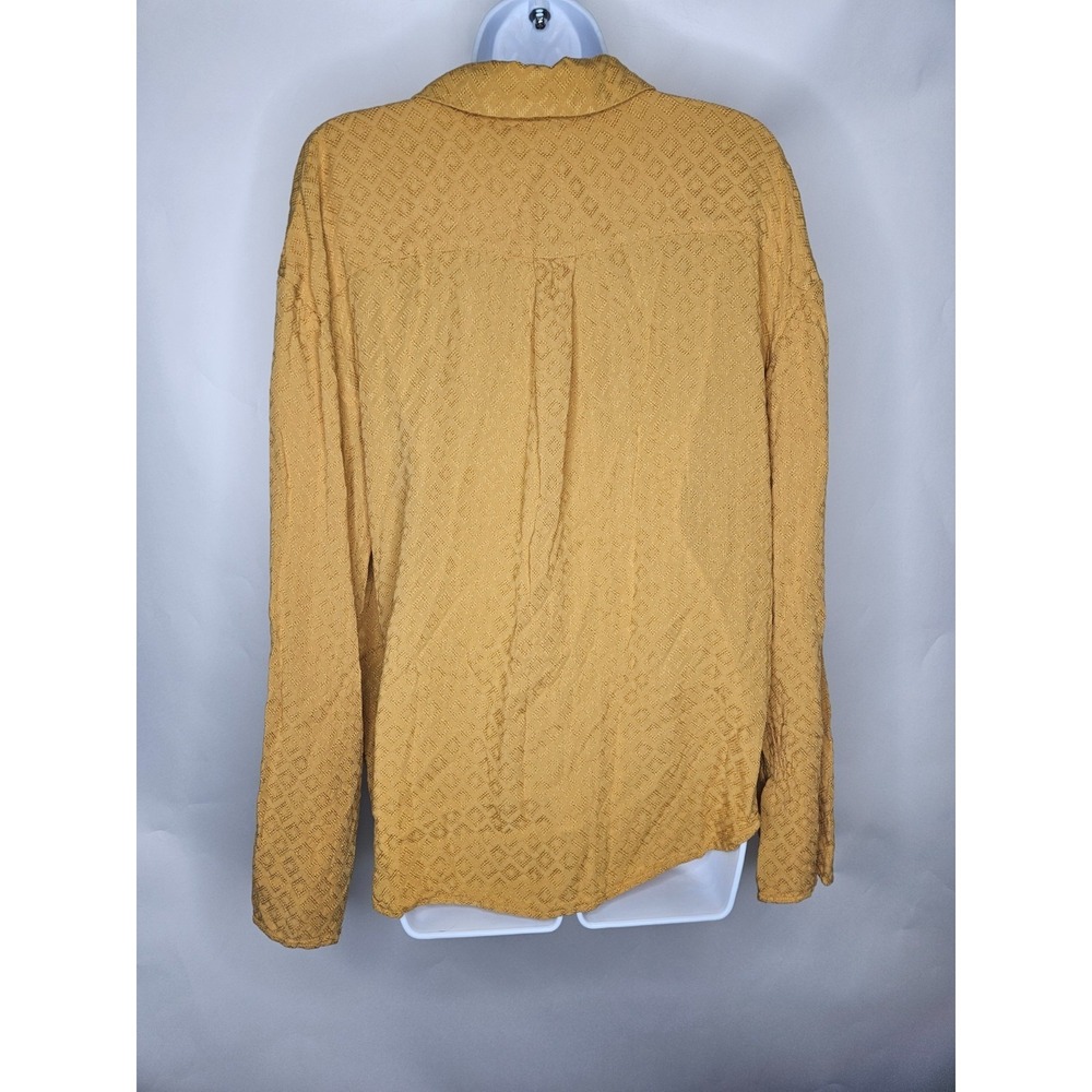 House of Harlow 1960 Mustard Textured Blouse M Boho Button Front - Picture 2 of 7